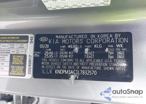 2020 Kia Sportage Lx from USA, damaged, VIN KNDPM3AC1L7832570